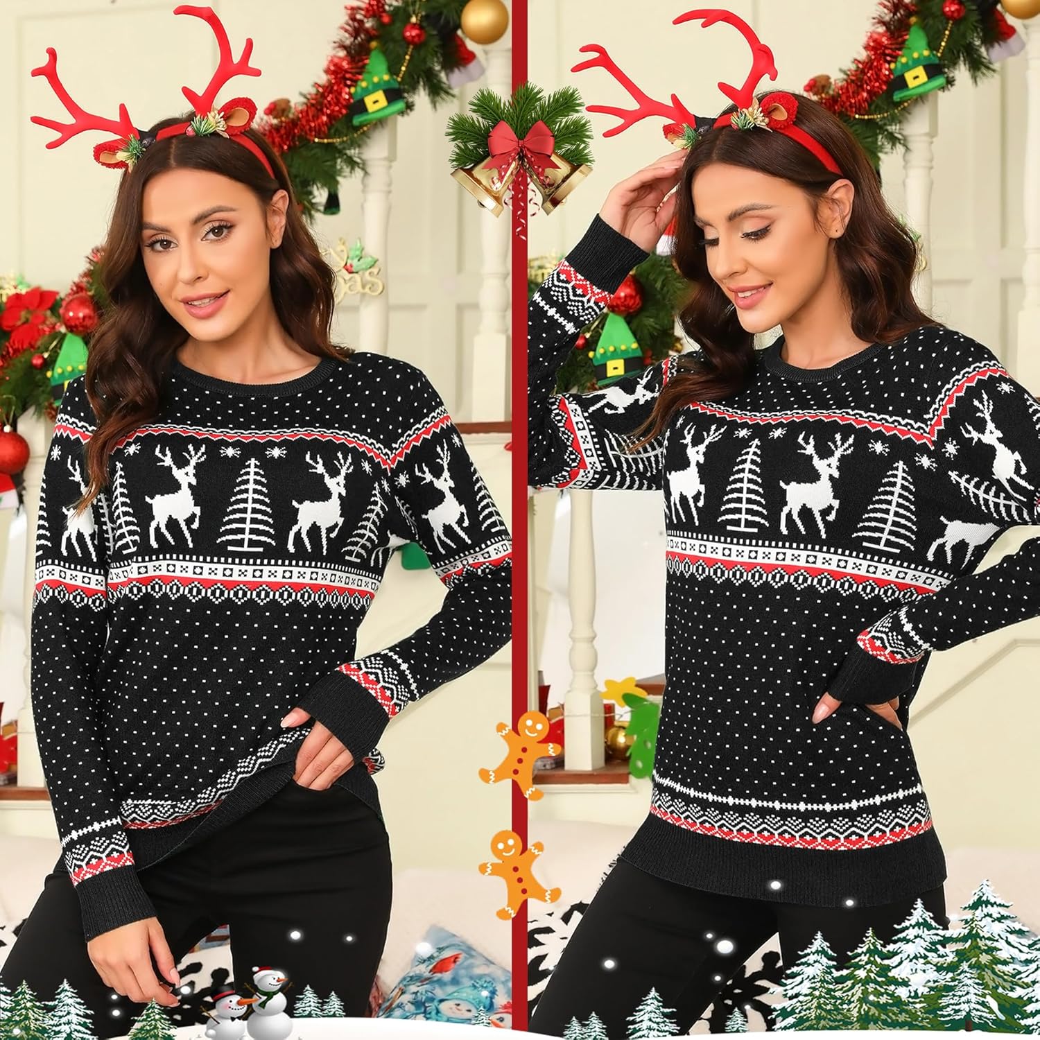 Totatuit Womens Oversized Sweaters Casual Long Sleeve Crewneck Striped Knit Pullover Tops Cute 2025 Fall Sweaters - Image 5