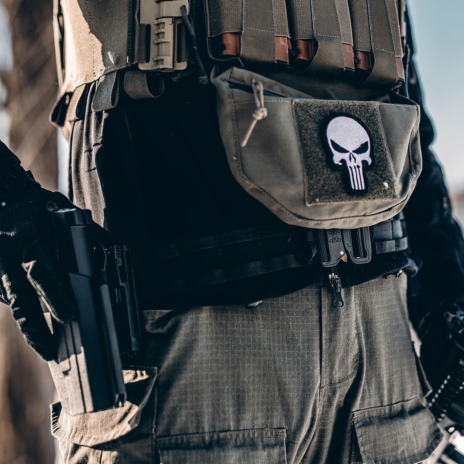 Gwild Concepts Tactical Battle Belt, Quick Release Rigger Belt 1.75'' MOLLE Belt 5-in-1 Heavy Duty Belt with Belt Hanger & Gloves Hook, Black, L(36-41inch)