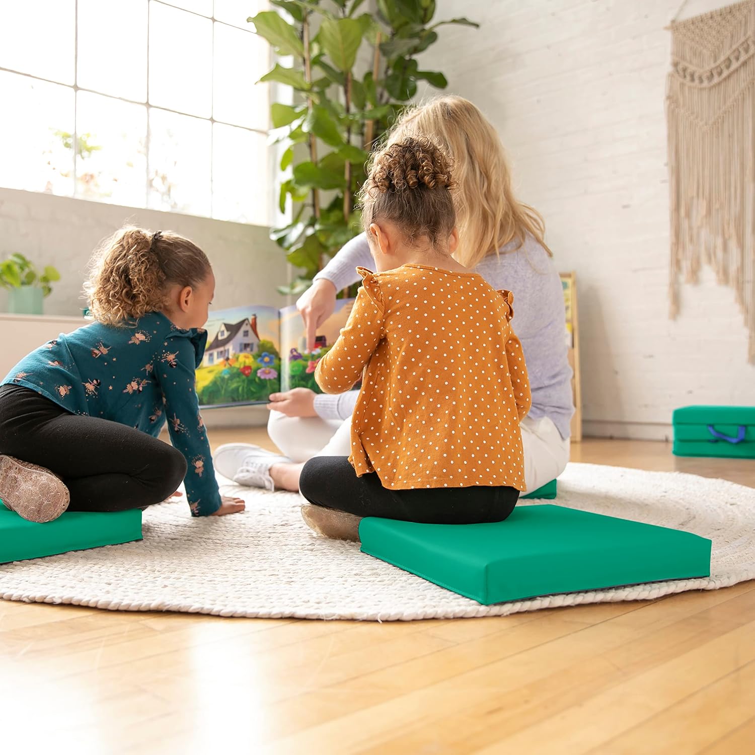 ECR4Kids ソフトゾーン フロアクッション 正方形 フレキシブルシート エメラルド 6ピース