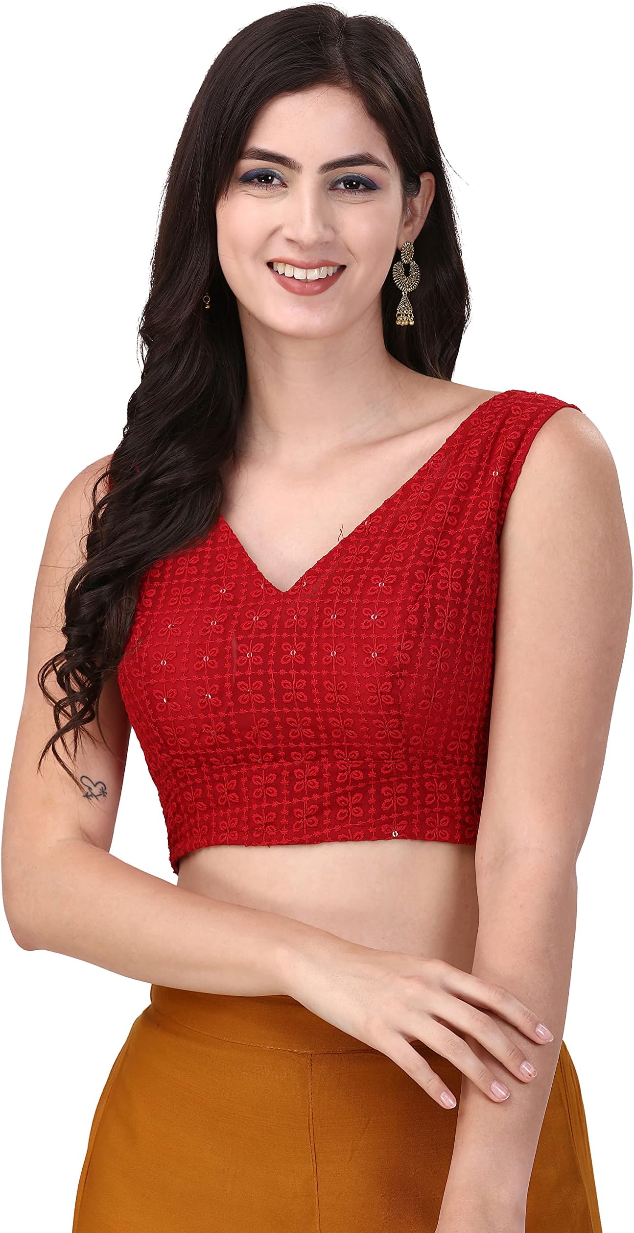 OOMPH! Women Cotton Sleeveless Readymade Blouse, Hakoba High Neck