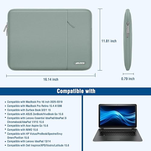 Vista 289 de MOSISO Funda vertical de poliéster con bolsillo para laptop de 15 pulgadas, para MacBook Air 15 M4 A3241, M3 A3114 y M2 A2941 de 2025, 2024 y 2023