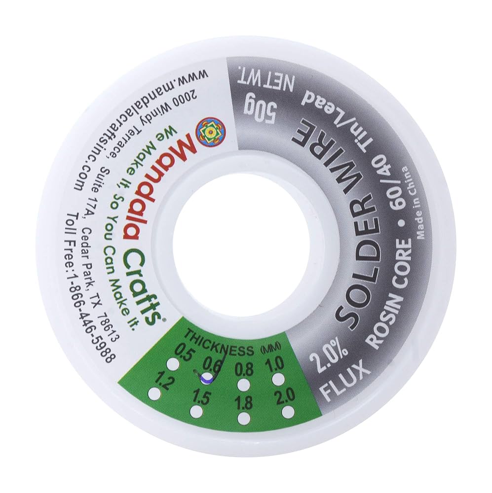 Mandala Crafts 60/40 Solder Wire with Solder Flux - 50g 0.6