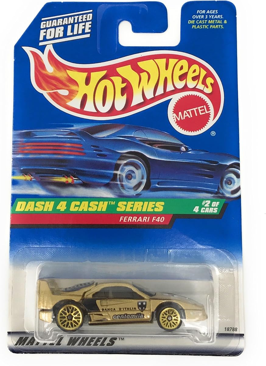 Hot Wheels - 1998 - Serie Dash 4 Cash - Ferrari F40 - Pintura metálica dorada - 2 de 4 - Coleccionista #722 - Edición limitada - Coleccionable escala 1:64