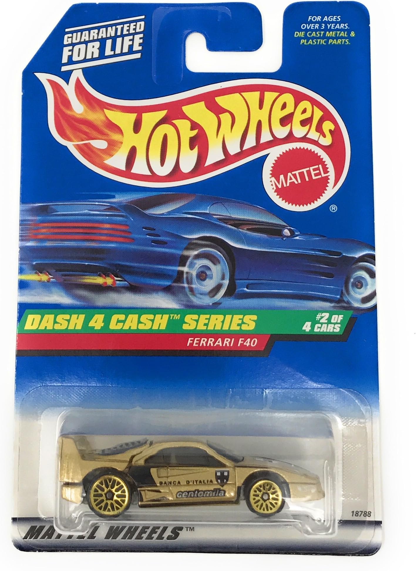 1998 - Dash 4 Cash Series - Ferrari F40 - Gold Metallic Paint - 2 of 4 - Collector #722 - Limited Edition - Collectible 1:64 Scale