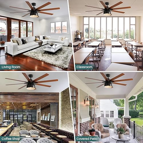 Miniatura 7 de Sofucor Ventiladores de techo con luces, ventiladores de techo de granja de 52 pulgadas con luz y control remoto, ventilador de techo moderno