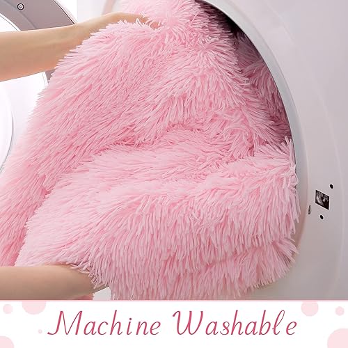 Miniatura 8 de BENRON Manta rosa bebé, manta sherpa suave y lanuda de felpa, acogedoras, ligeras y esponjosas de piel sintética para cama, sofá y sofá, lavable, 60