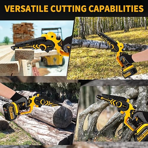 Miniatura 6 de JEXUGK Mini motosierra sin escobillas, sierra de cadena inalámbrica de mano de 8" y 6" con 2 baterías de 4.0Ah, pequeña sierra eléctrica portátil