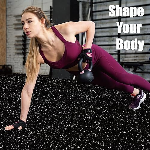 Miniatura 6 de Suelo de gimnasio de 0.56 pulgadas de grosor y 48 pies cuadrados para gimnasio en casa, 12 azulejos con parte superior de goma robusta con