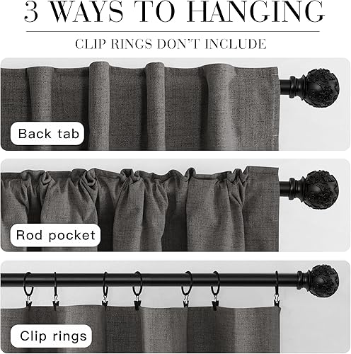 Miniatura 3 de RYB HOME Cortinas texturizadas de lino 100% opacas de 84 pulgadas de largo, aislamiento térmico, ahorro de energía para dormitorio, sala de estar,