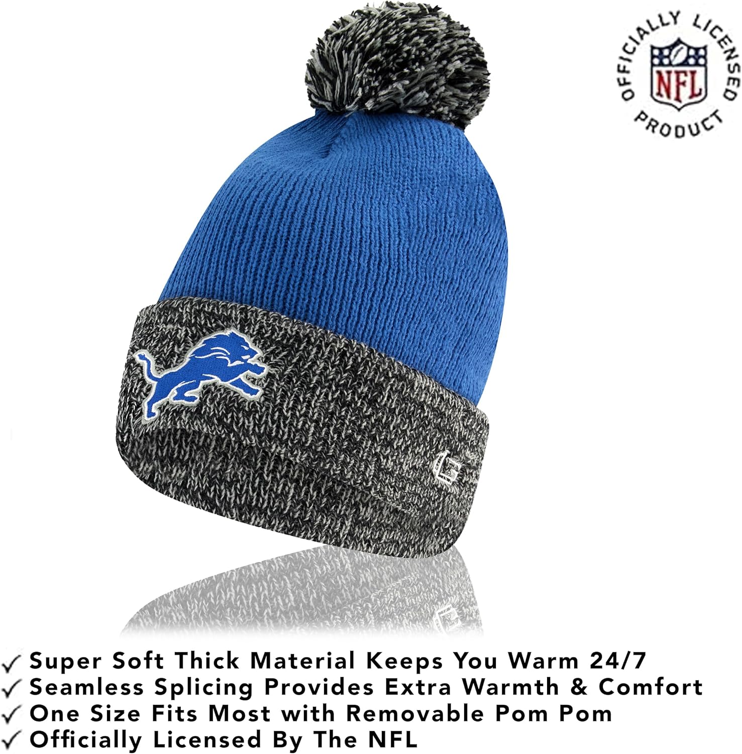 Ultra Game NFL Unisex Kids Super Soft Two Tone Winter Beanie Knit Hat with Extra Warm Touch Screen Gloves - Image 2