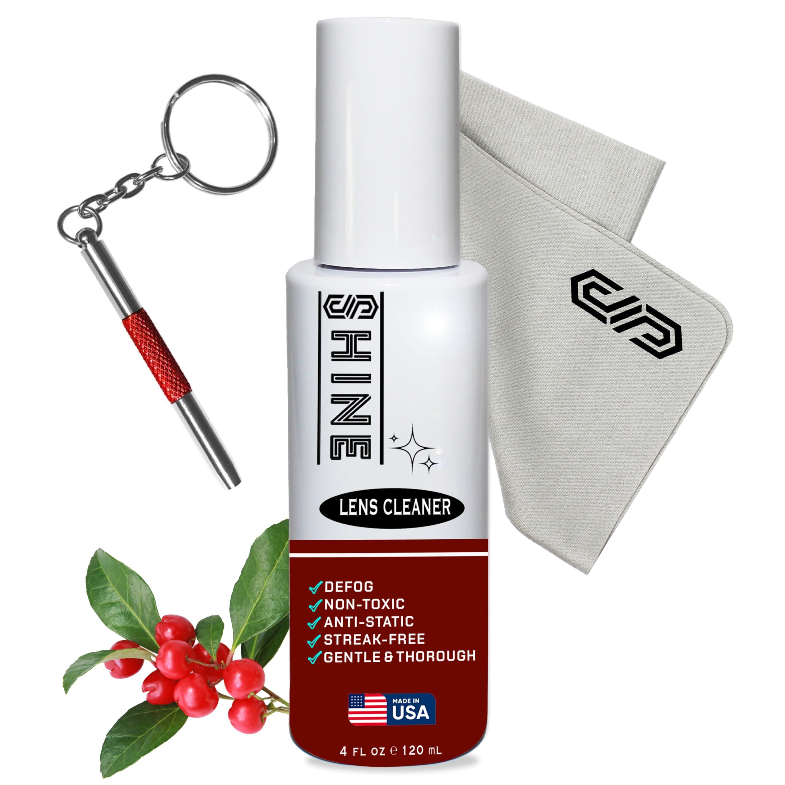 Shine Liquid Cleaner 4oz Spray Powered by SIBERIAN USA, (1) Fabric Cloth, (1) Screwdriver for Camera, Devices, Eyewear Lenses 120ml