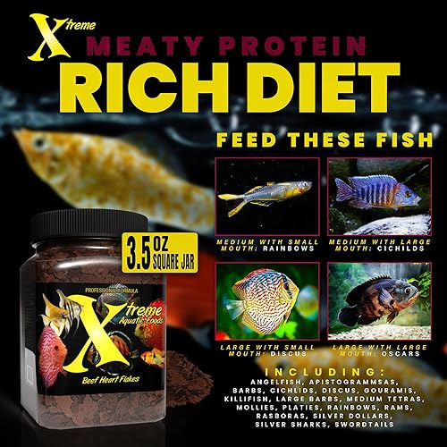 Miniatura 3 de Xtreme Beef Heart Flakes - Alto contenido en proteínas, rico en nutrientes para peces tropicales y de agua dulce, apoya el crecimiento, mejora del