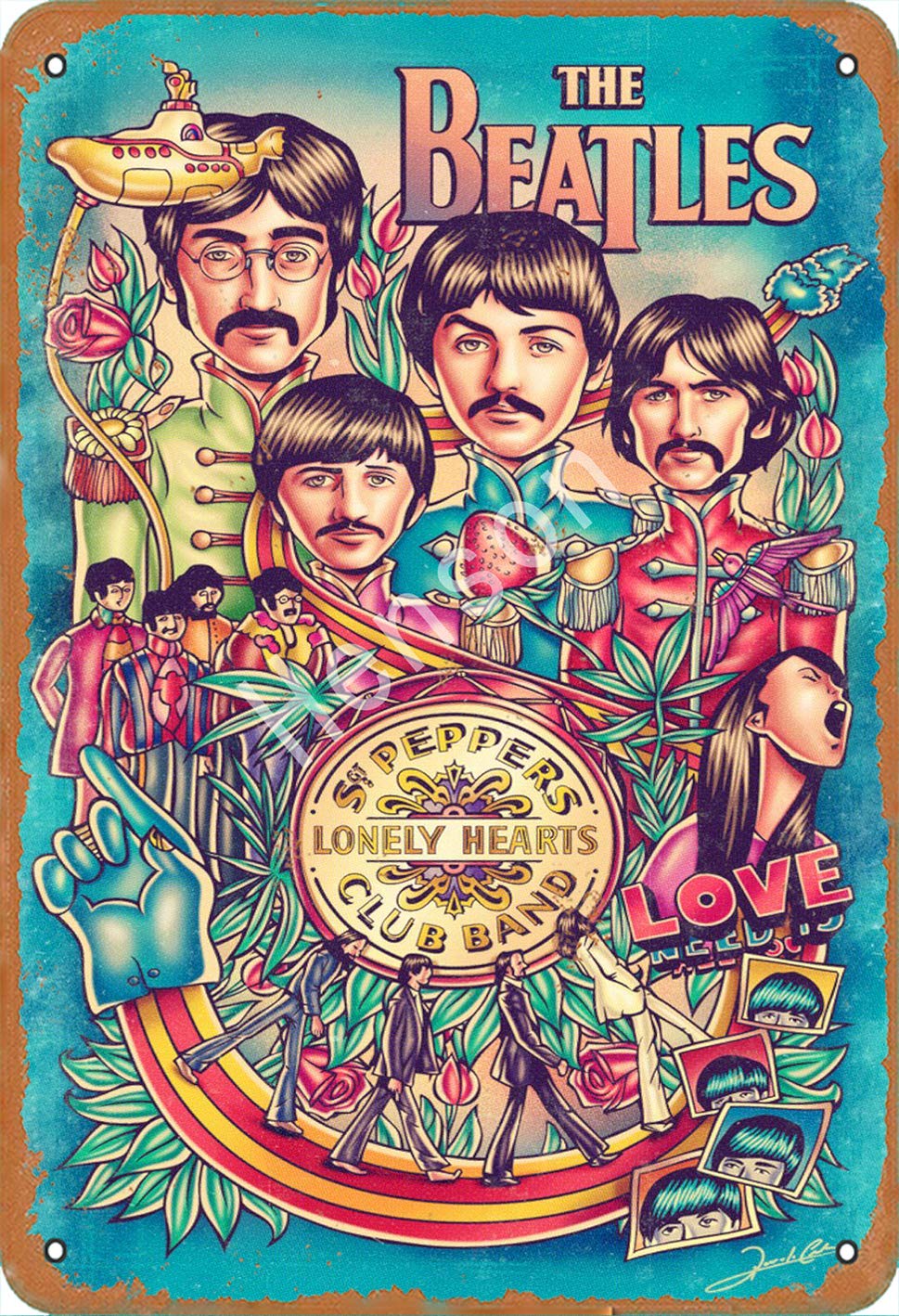 Henson 27 The Beatles Traditional Vintage Tin Sign Logo 12 * 8 Advertising Eye-Catching Wall Decoration