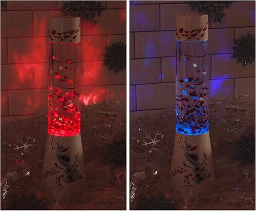 Miniatura 5 de Ukonic Disney Frozen 2 Olaf - Lámpara de movimiento con purpurina de muñeco de nieve | Luz LED, lámpara de mesita de noche para escritorio,