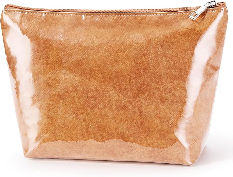 Necessaire de maquiagem WLLWOO WLLWOO em PVC com zíper, marrom