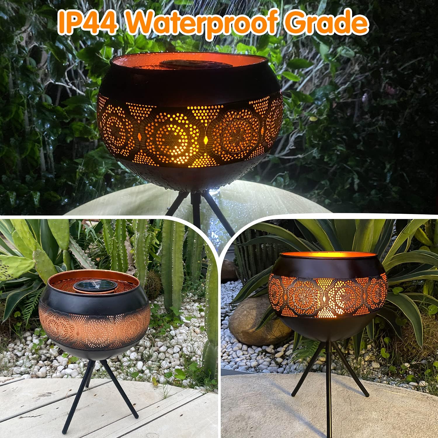 Outdoor Solar Torch Lanterns-Flickering Flame Patio Waterproof Solar Floor Table Lights Lamp-Metal Decorative LED Light for Garden Pathway Deck Yard Pattern 01 - - 