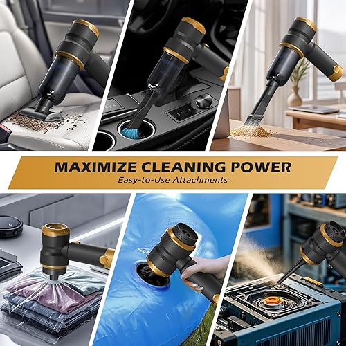 Miniatura 4 de Aspiradora de mano para automóvil con potencia de 15000 PA, aspiradora inalámbrica 4 en 1 pequeña y potente y plumero de aire con batería de 2000