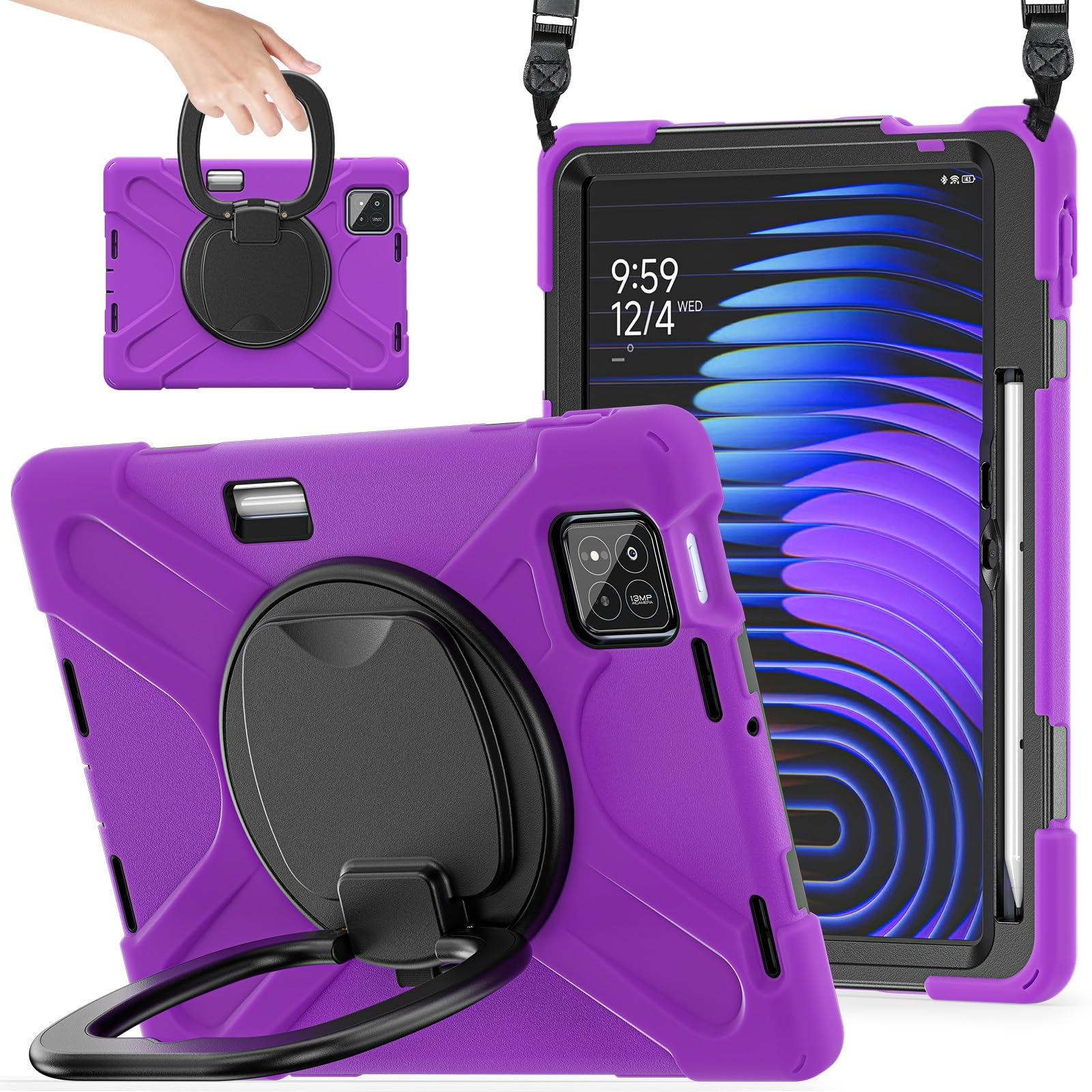 Funda para Xiaomi Mi Pad 7 de 11.2 pulgadas resistente morada con soporte 8