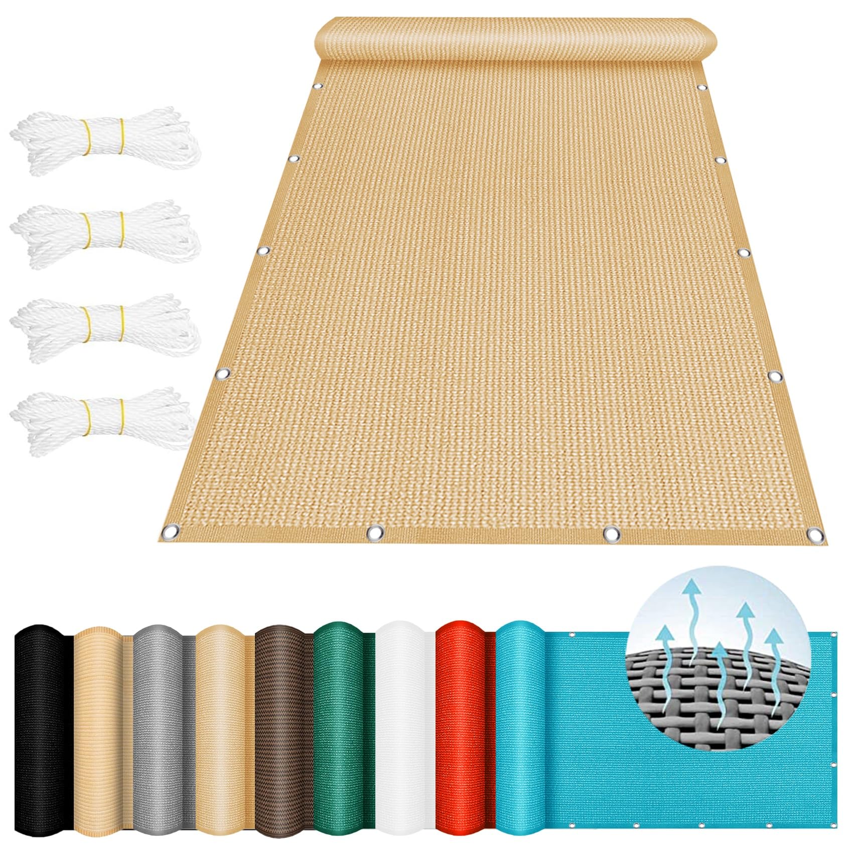 Toldo de sol para jardin transpirable con proteccion UV 98% para balcon patio
