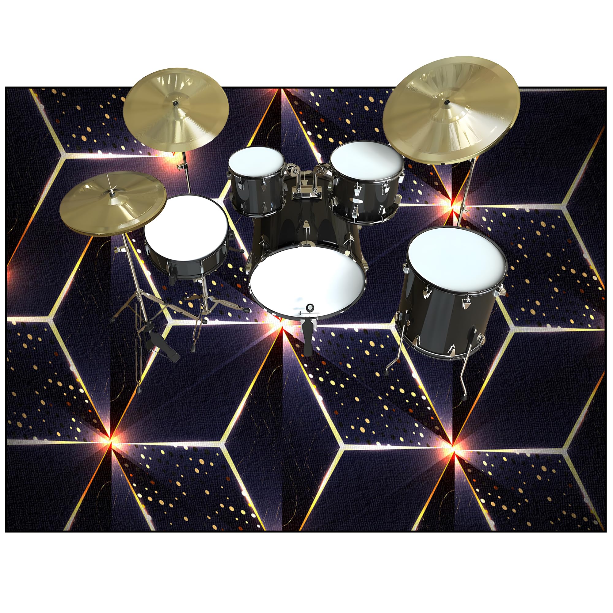 Tappeto per Batteria Acustica Tappeto Drum Antiscivolo Tamburo Tappeto, Tappeto Batteria Elettronica Professionale Assorbimento degli Urti Insonorizzato Antiscivolo Tappeto a Tamburo 200 x 180 cm