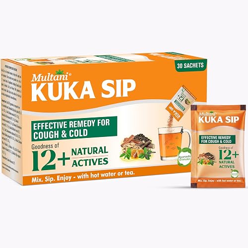 Multani Kuka Sip | Ayurvedic Kadha Provides Instant Relief from Cough and Cold | Goodness of 12+ Natural Actives | (4gm*Pack of 30 Sachets)