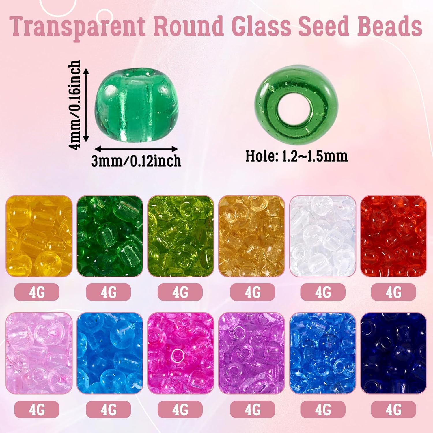 FASHEWELRY 1 Box 4mm Transparent Round Glass Seed Beads for Bracelets Making, Colorful Small Kandi Beads Cute Crystal Pony Beads for Bracelets Necklace Earring DIY Jewelry Making Craft - Image 5