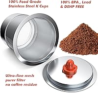 Vista 4 de K Cups reutilizables para Keurig, cápsulas de café reutilizables compatibles con la cafetera de taza única Keurig 1.0 y 2.0, K Cup de acero