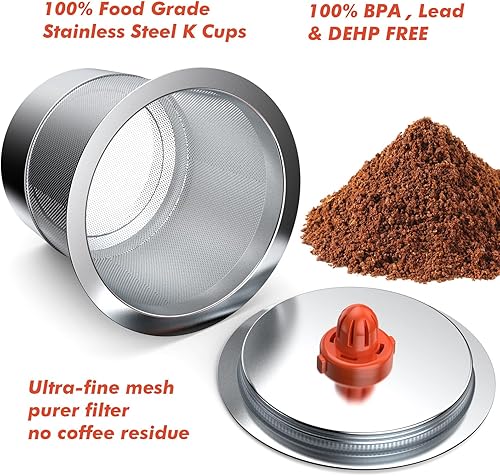 Miniatura 4 de K Cups reutilizables para Keurig, cápsulas de café reutilizables compatibles con la cafetera de taza única Keurig 1.0 y 2.0, K Cup de acero