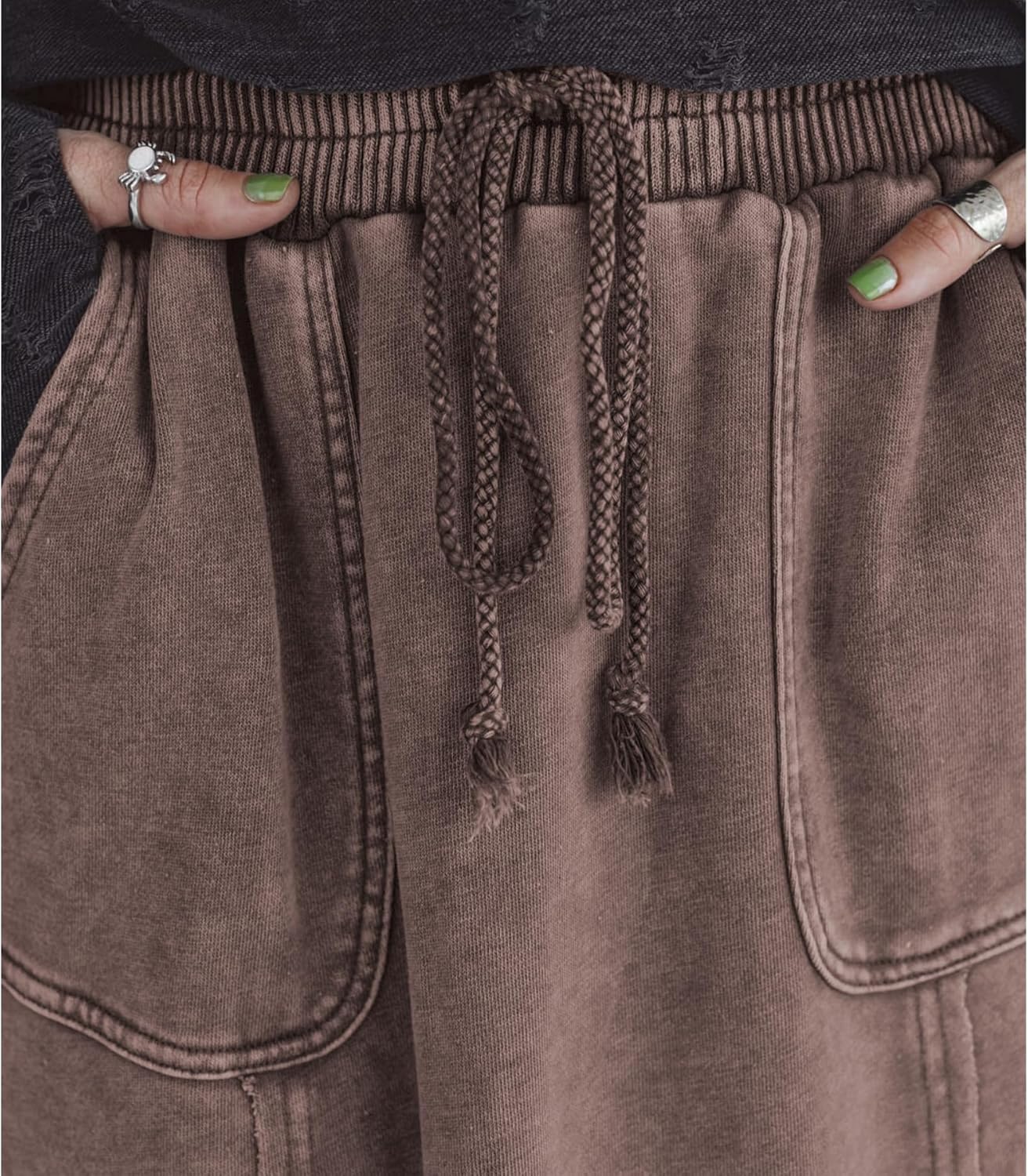 Ainangua Womens High Waist Maxi Skirt Acid Wash Casual Flowy Elastic A Line Travel Boho Long Skirt with Pockets