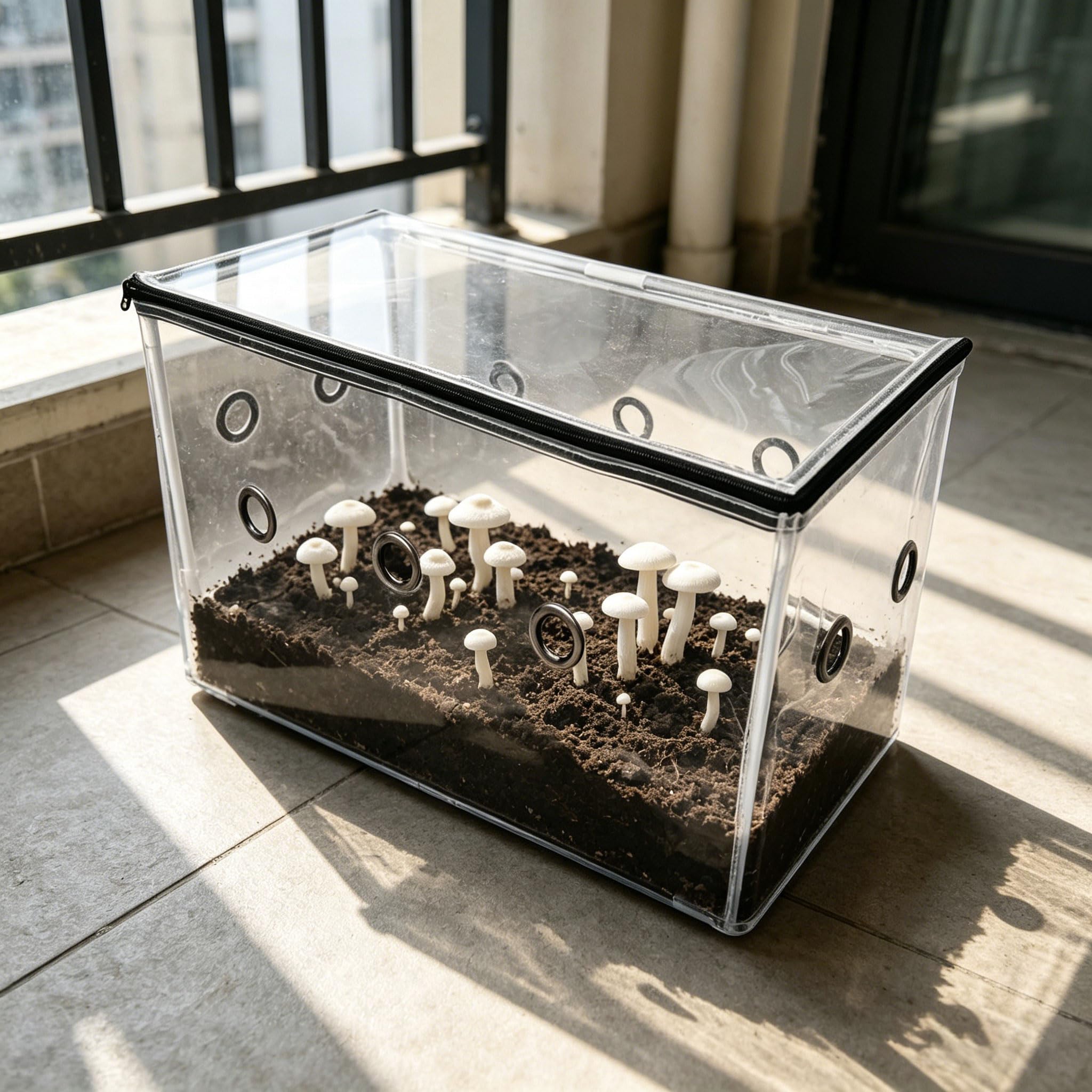 Kit de culture de champignons avec housse en PVC et bouteille d'arrosage régulée