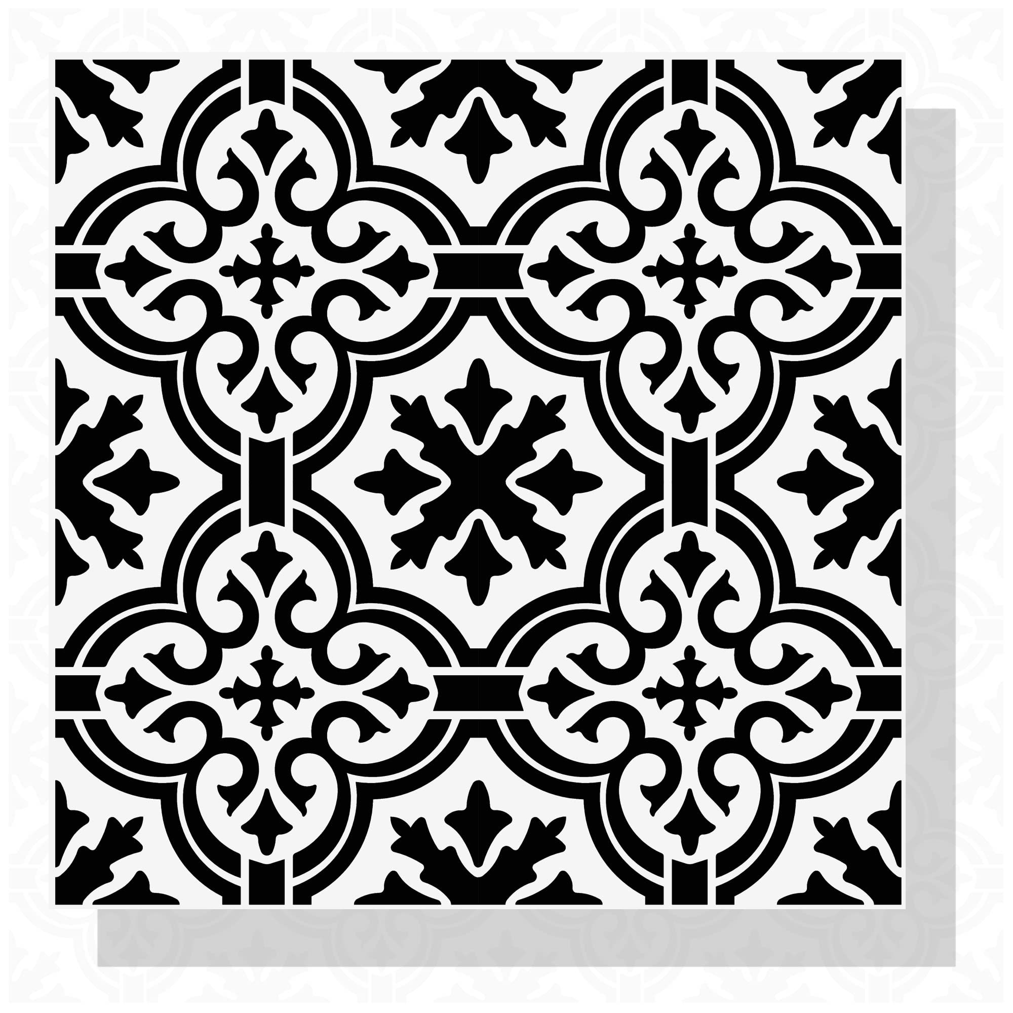 Buy Midenco 4 Pieces Mandala Floor Tile Stencil 12x12 Inch, Mexican