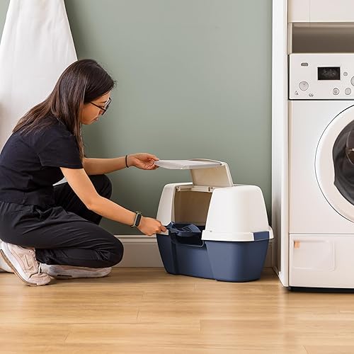 Miniatura 7 de IRIS USA Corner Cat Litter Box Enclosed with Scoop - Privacy and Easy Access for Cleaning, Odor Defensive Hooded Litter Tray, Sturdy Stain Resisting