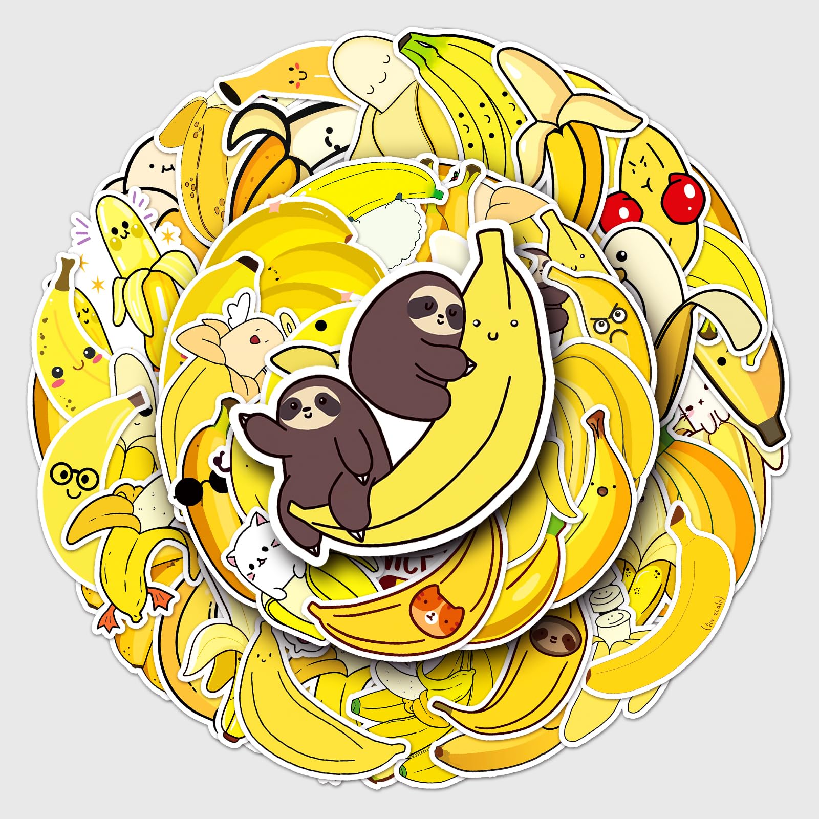 Banana Stickers Pack of 50, Cute Waterproof Vinyl Decals for Water Bottles Laptops Luggage Skateboards Phones - Image 3
