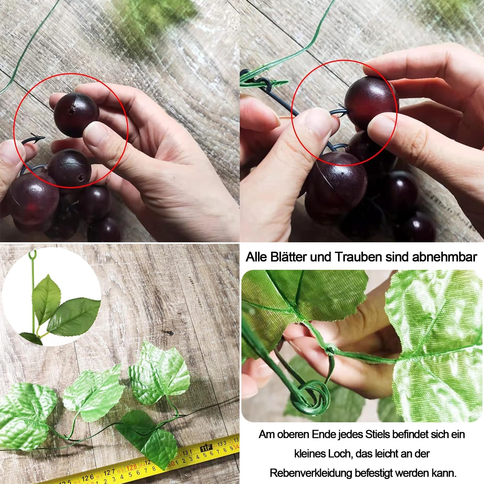 2 Grappoli Uva Artificiale In Plastica - Decorazione Realistica Con Viti, Per Tavoli, Feste, Foto - Foto 11