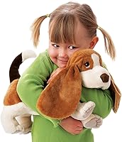 Vista 4 de Folkmanis Basset Hound - Marioneta de mano, marrón, blanco, negro