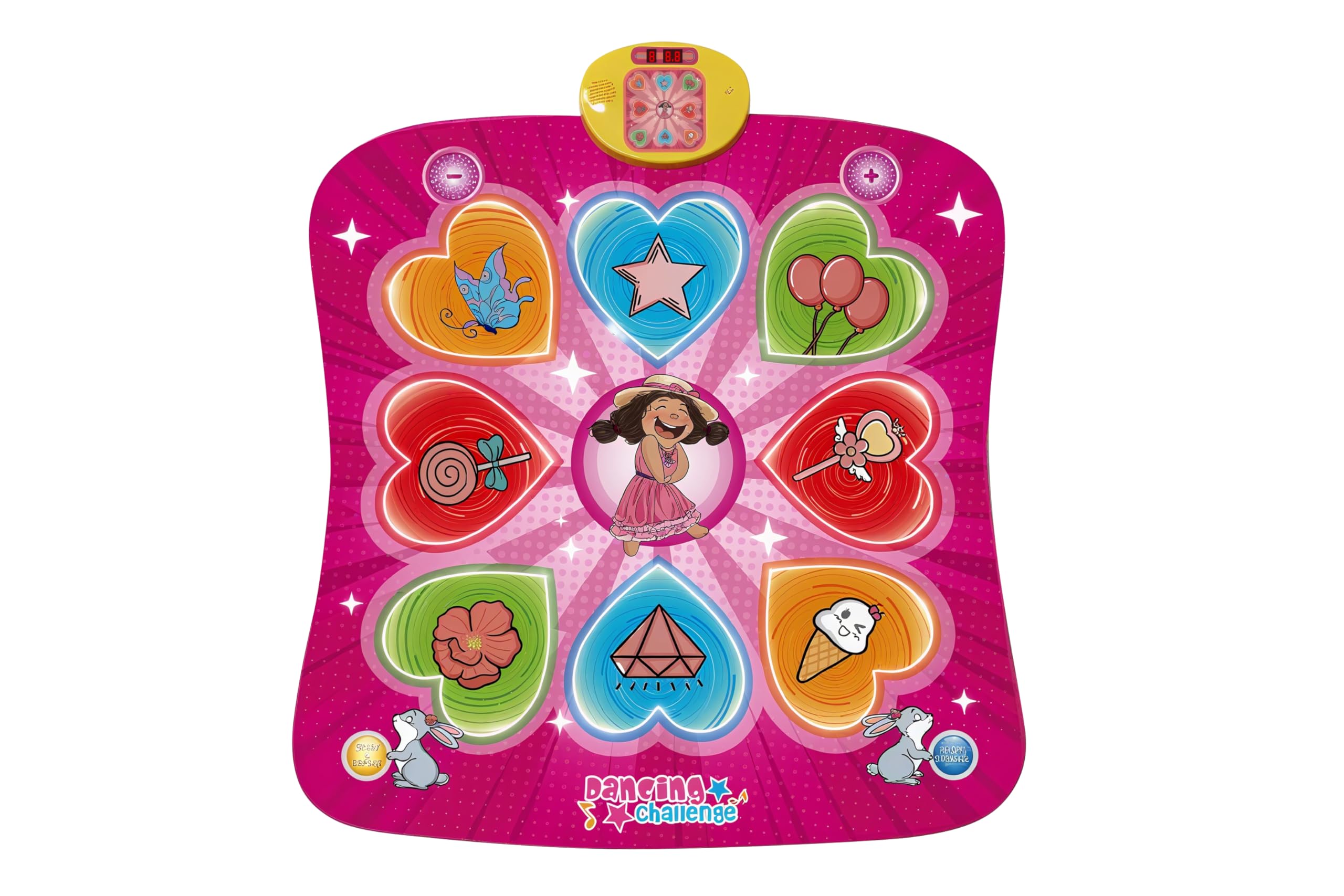Tapete de baile para niños y niñas de más de 3 años, tapete de juego de baile de regalo para niños, almohadilla de baile con luz LED, volumen ajustable, música integrada, 3 niveles de desafío