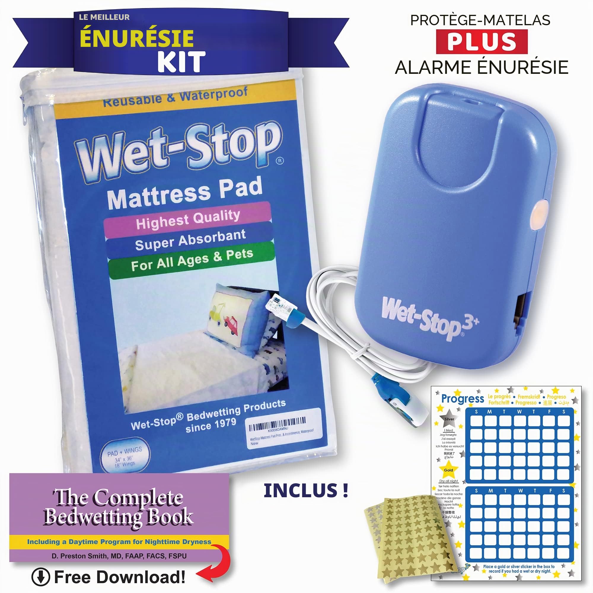 Wet-Stop Wet-Stop Lot de 3 Kits d'alarme Anti-énurésie avec alèse imperméable pour garçons et Filles Séchage de l'énurésie Pendant Plus de 35 Ans Vert