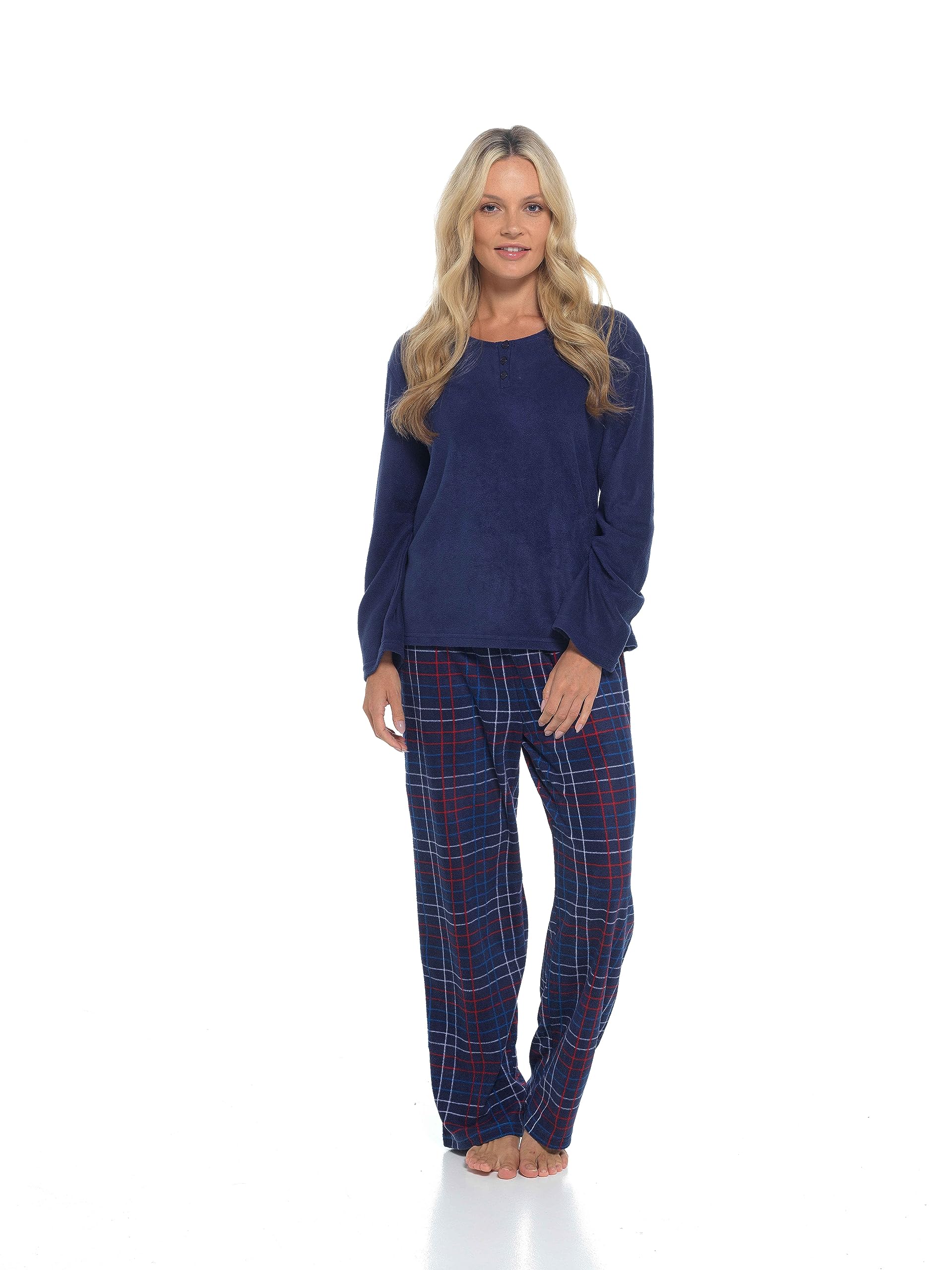 i-Smalls Pigiama natalizio da donna con pettirosso, super caldo, in pile, a maniche lunghe, set da salotto per Natale