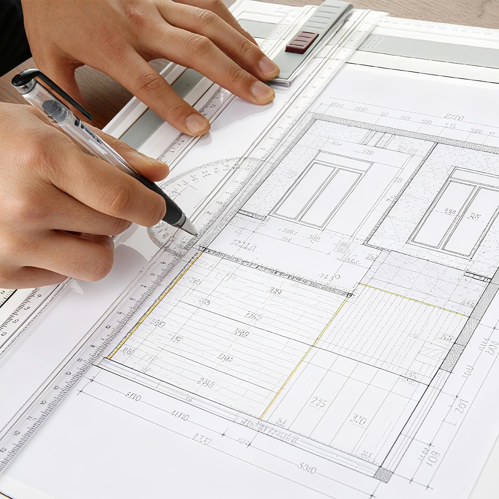 A3 Zeichenbrett, Professionelle Zeichenplatte DIN A3, Zeichentisch mit Schiebelineal Zeichendreieck und Maßstab T-Quadrat, für Ingenieure Designer Studenten zum Exaktes Arbeiten und Studium