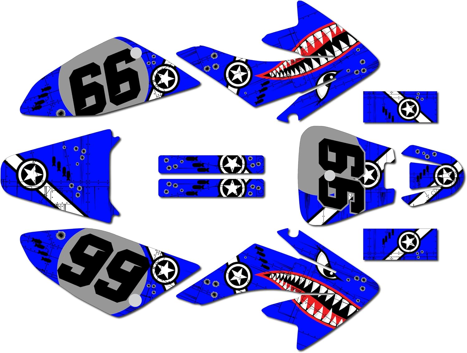Graphics Kit for Honda CRF 70 (2004-2019) Predator Series Red 16 Mil - Dirt bike Custom Racing Graphics Decals Stickers Kit, no-plastics