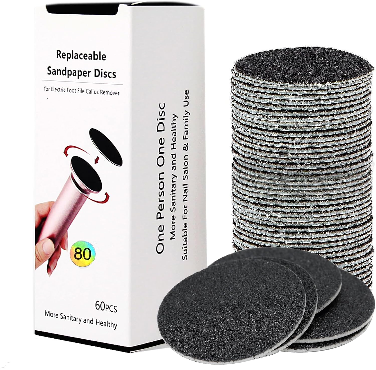 60pcs Replaceable Sandpaper Refill Discs 80 Grit for Electri