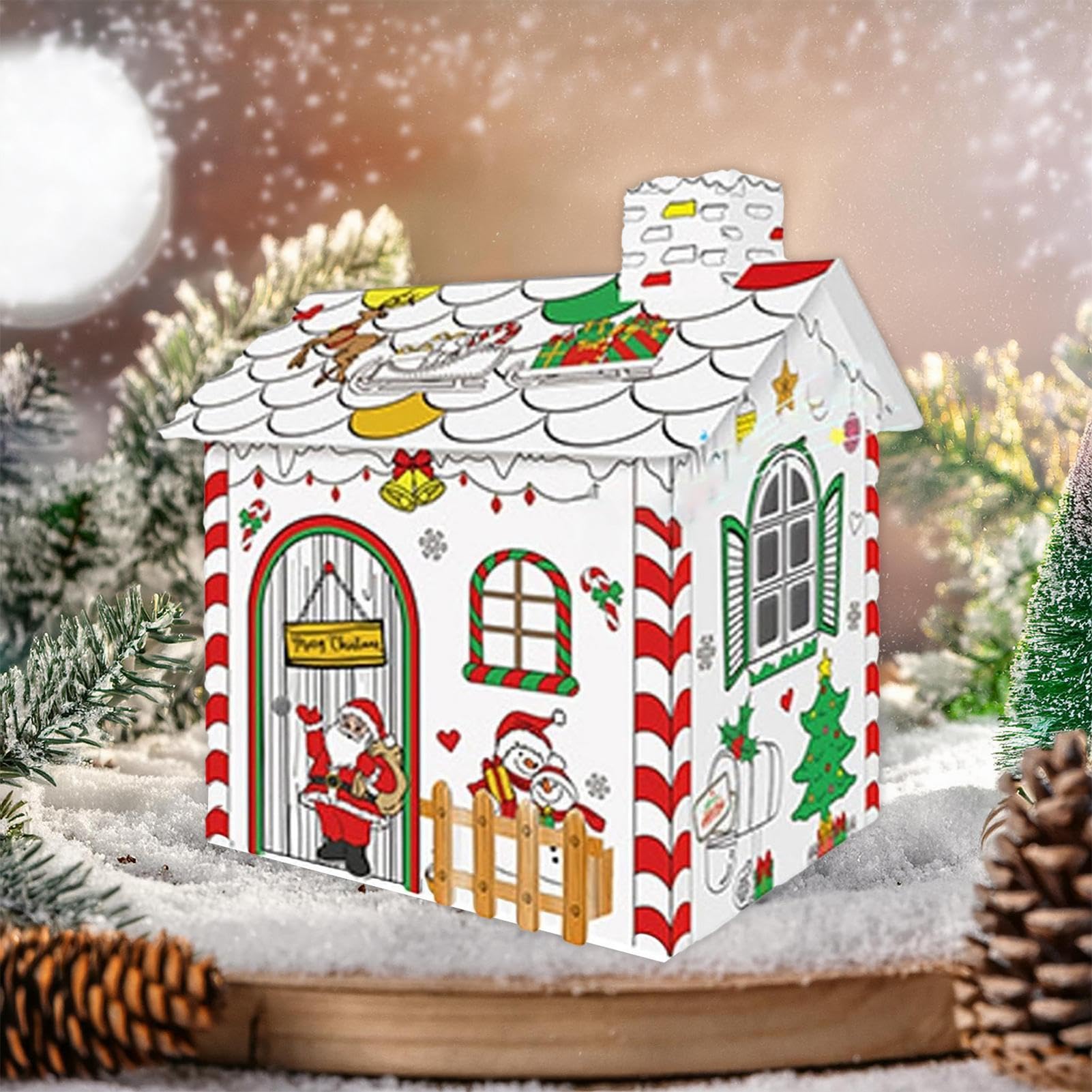 Fun Express Maison de jeu en carton pour enfants d'intérieur – Atelier de Père Noël à colorier | Maison de jeu pour tout-petits avec portes et fenêtres | 72,4 x 87,6 x