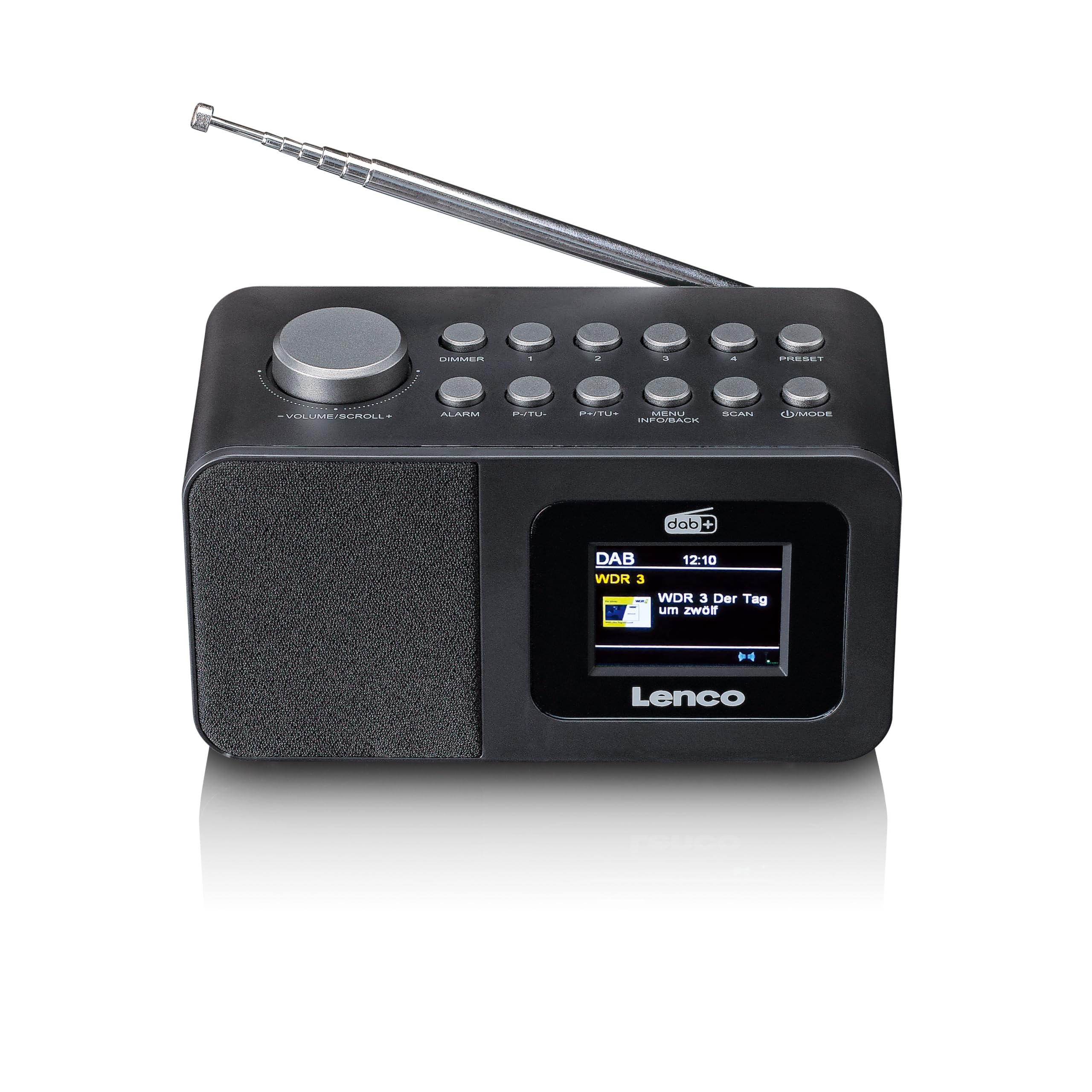 Lenco CR-625BK Radiosveglia con DAB+/FM, display a colori da 2,4", dimmerabile, doppio allarme, sleeptimer, funzione snooze, memoria 30 trasmettitori, AUX-In, nero