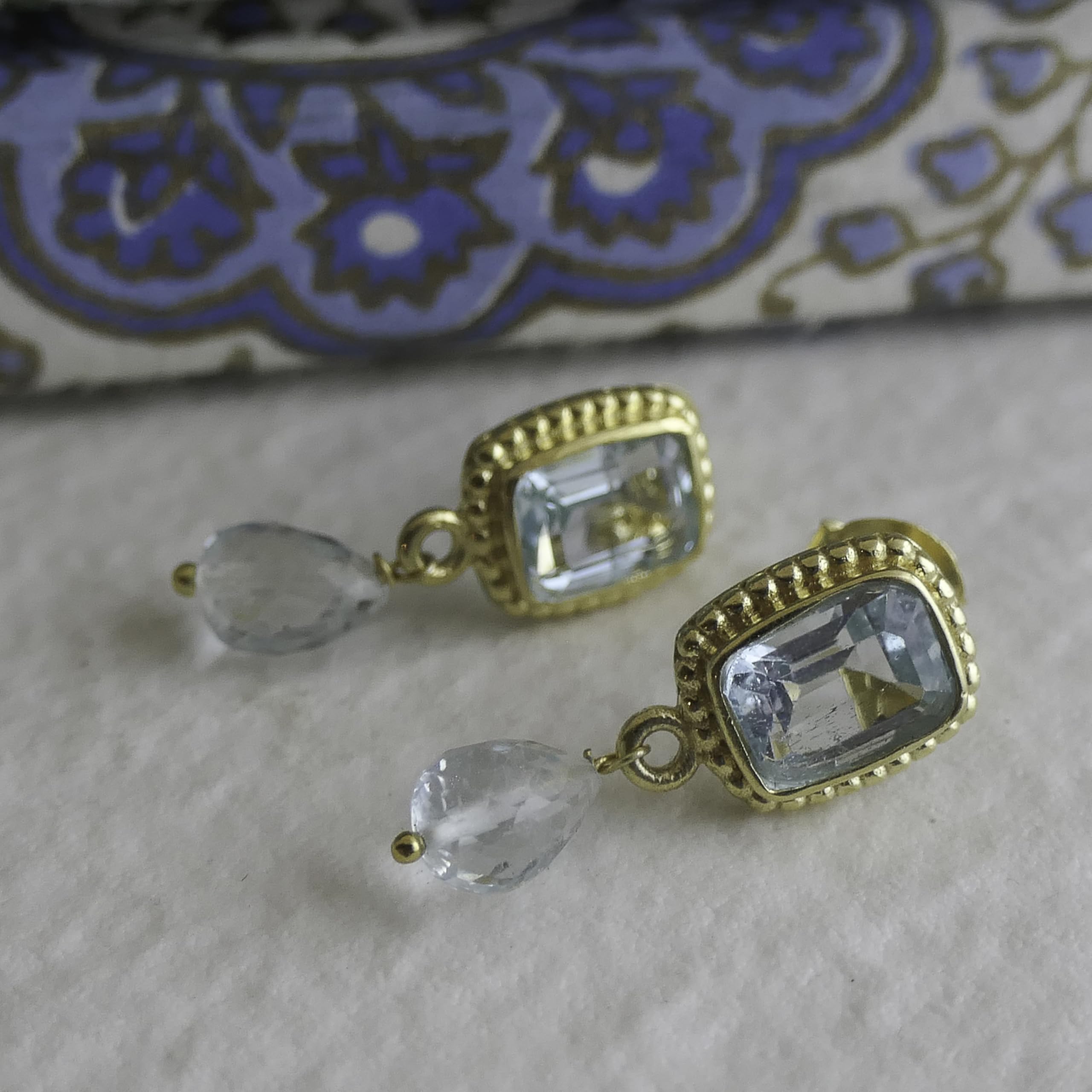 Blautopas Ohrhänger Vergoldet, 925 Sterling Silber