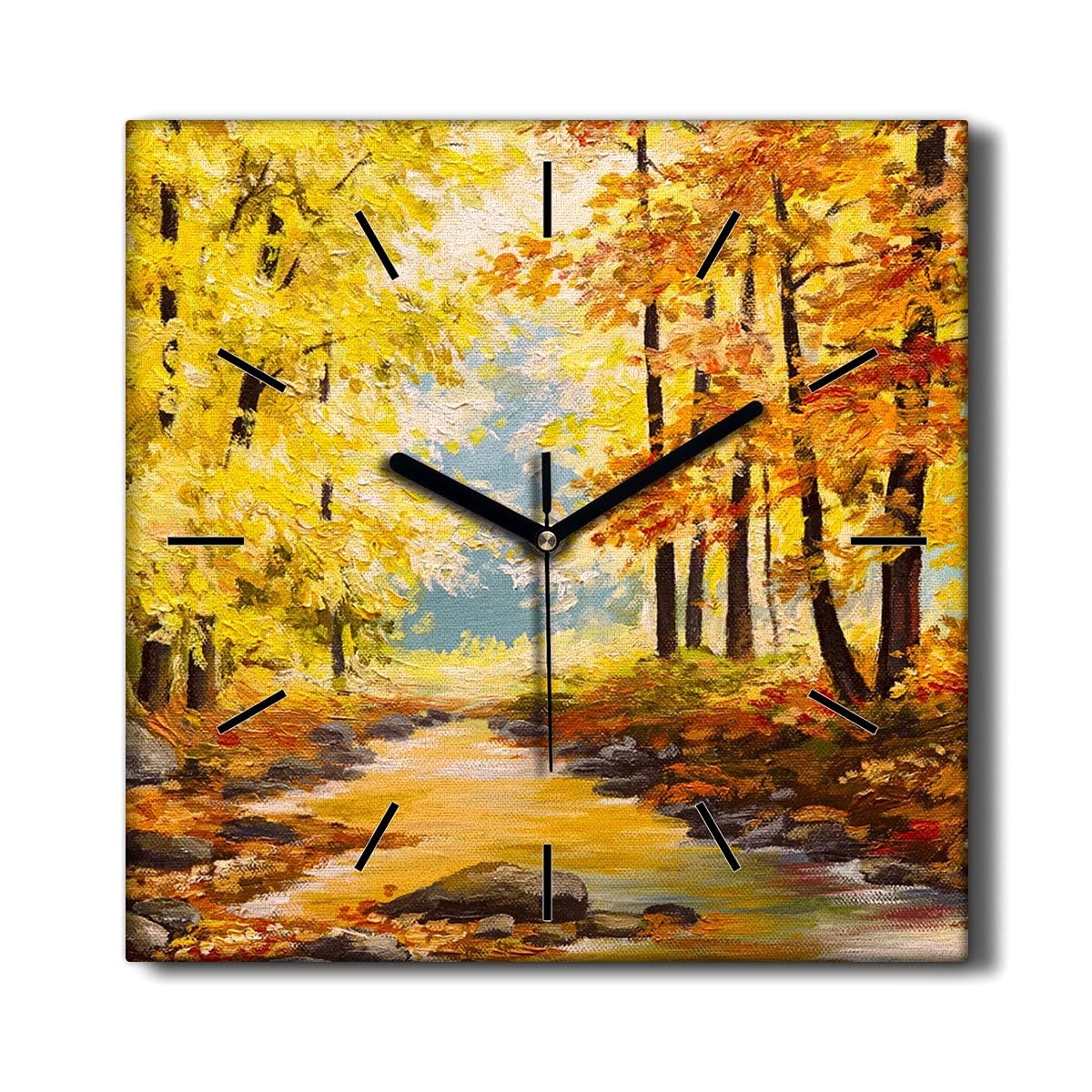Horloge sur Toile Peinture Forêt d'Automne 30x30 cm Coloray Silencieuse