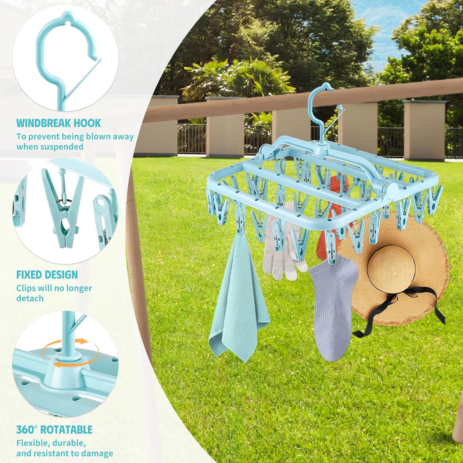 Foldable Sock Dryer with 32 Pegs