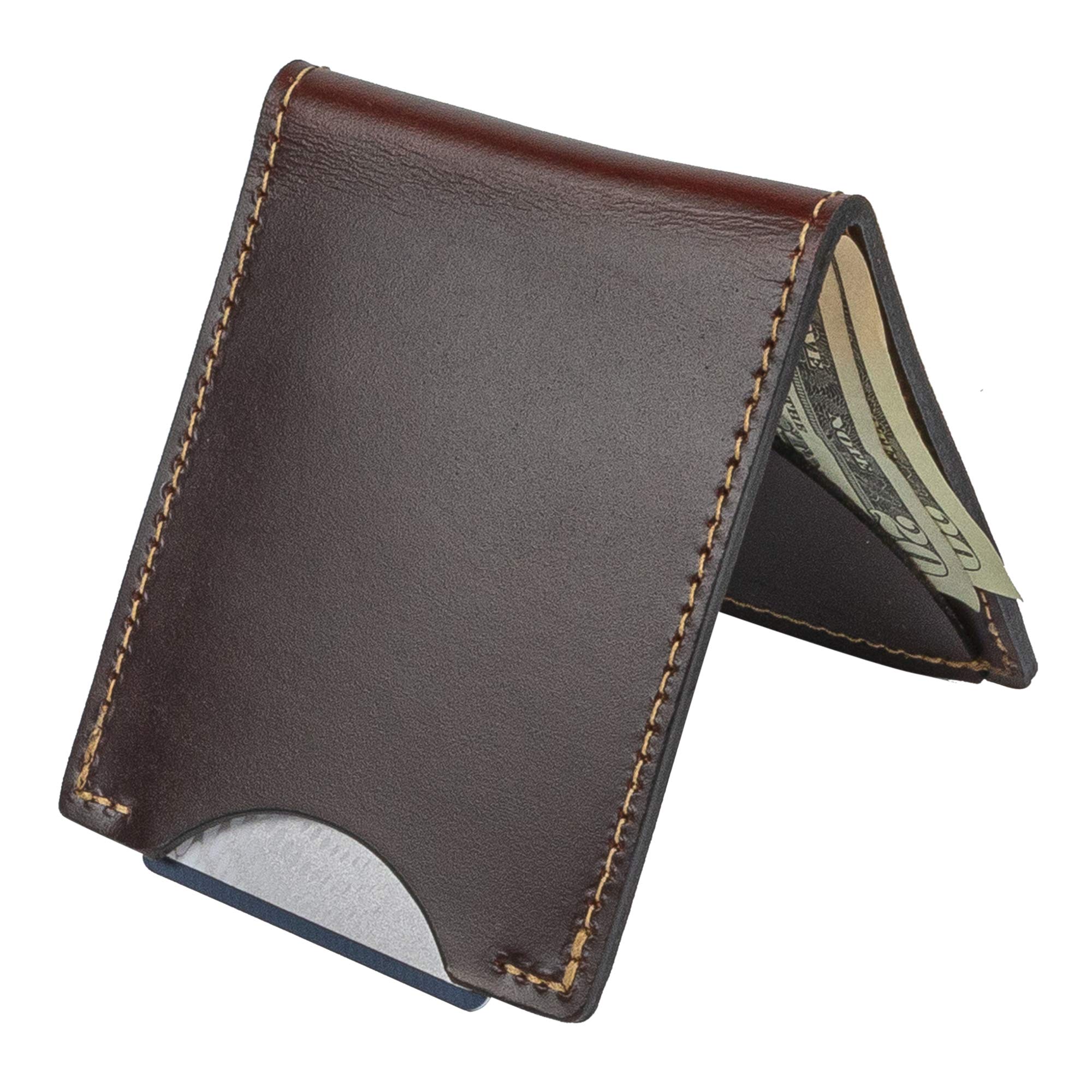 Front Pocket Slim Bifold Wallet for Men | Made in USA | Premium Full Grain Leather Men’s Wallet with Minimalist Design | Whiskey Barrel Brown