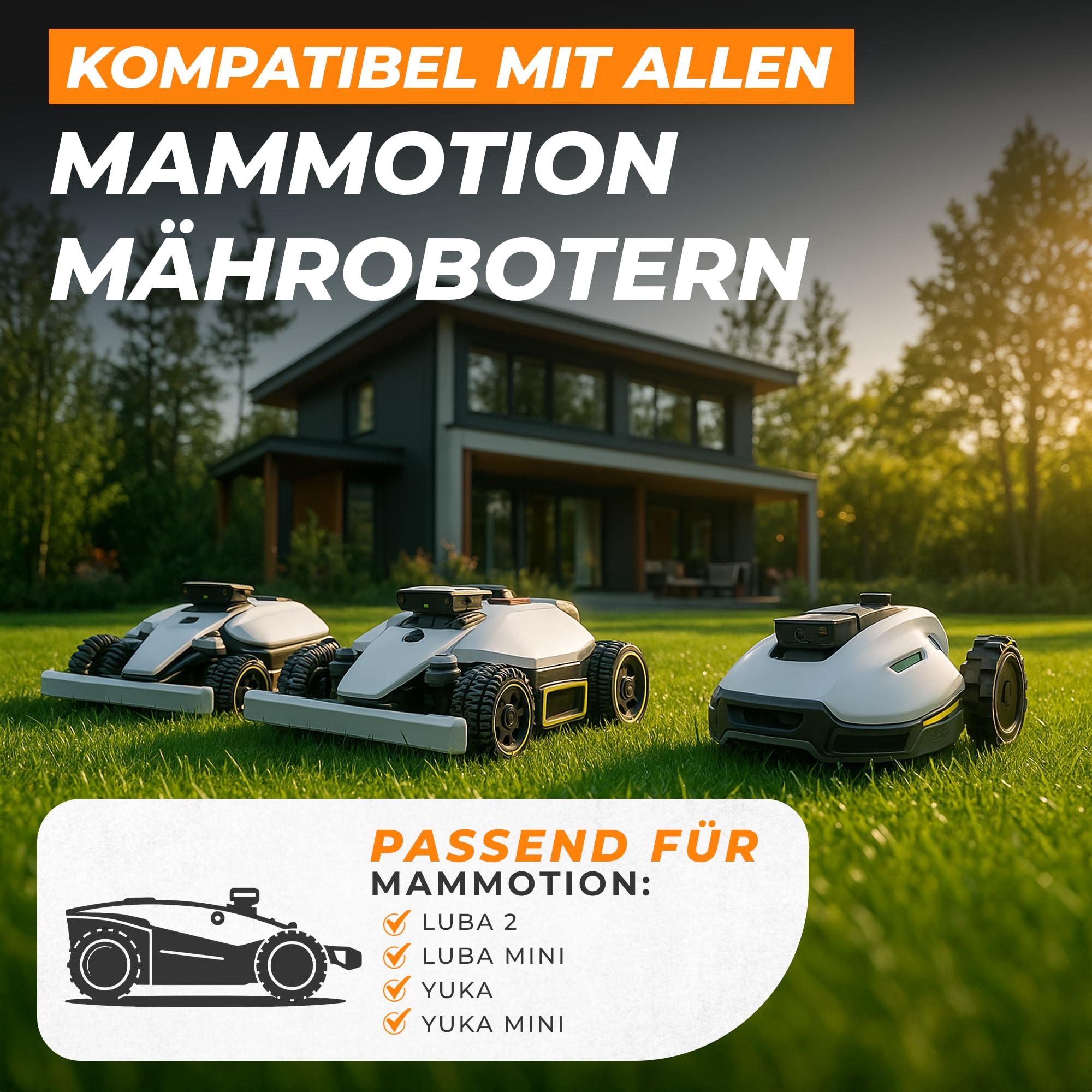 kanoo Mähroboter Messer für Mammotion – Passend für LUBA 1, LUBA 2, LUBA AWD, YUKA – Edelstahl Ersatzklingen inkl. Schrauben – Scharf, leise & langlebig