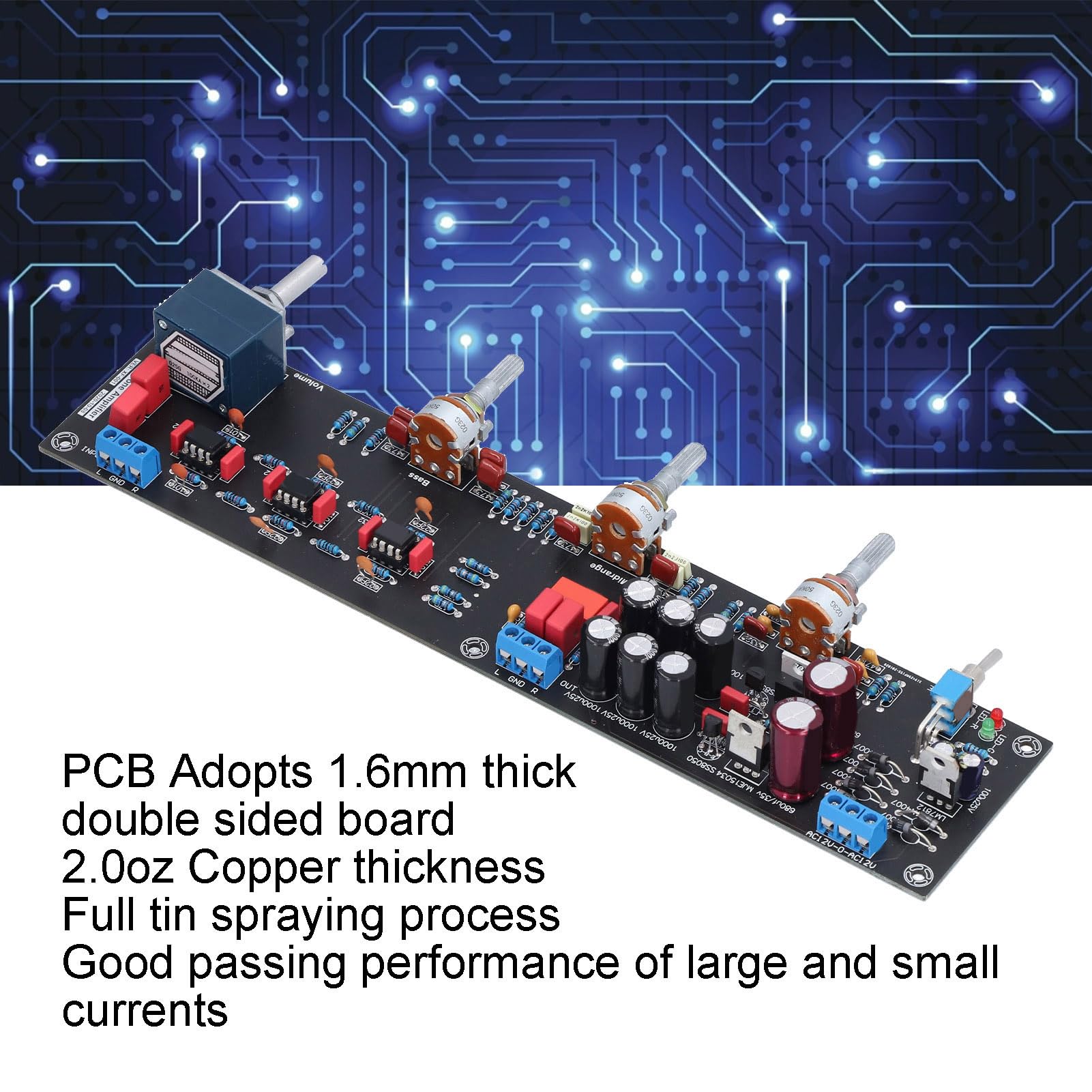 Tablica Dźwiękowa PCB Płyta Sterowania Dźwiękiem AC 12 V 18 V Czarny moduł Przedwzmacniacza z Kondensatorami i WIMA Dwustronna Płytka PCB 1,6 Mm i Dołączony Potencjometr dla Użytkowników Audio