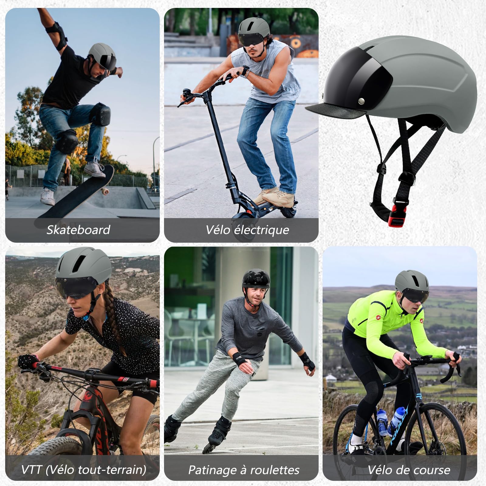LeapBeast Casque Vélo Léger Unisexe avec Visière Amovible et Lunettes Magnétiques, Taille Réglable, Coque en PC et Doublure en EPS, Idéal pour Vélo Électrique, VTT et Vélo Urbain